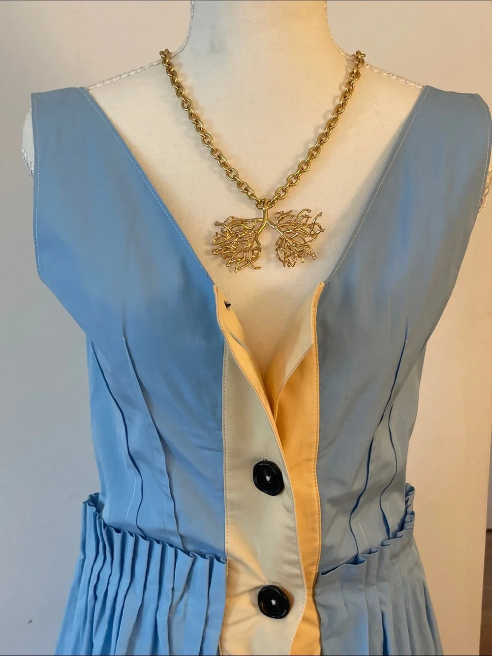 Marni Sky Blue Button Front Midi Dress Sleeveless Cotton Poplin EU M - Picture 6 of 10